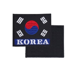 태극기 KOREA 약장 검정파랑 군인 군용 벨크로 패치