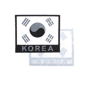 태극기 KOREA 약장 흰색그레이 군인 군용 벨크로 패치