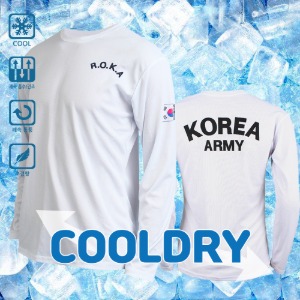 ROKA 쿨드라이 긴팔 로카티 흰색 군인 군용 티셔츠