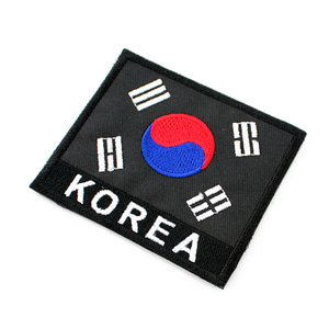 태극기 KOREA 약장 검정흰사 / 군인 가방 패치 와펜